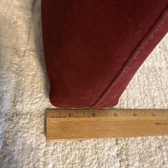 NWT Red Suede Leather Small Shoulder Bag Casual Career Basic Essential Chic - Picture 6 of 13